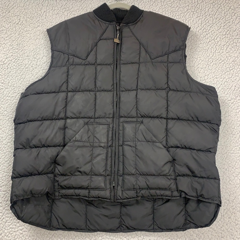 Vintage Walls Blizzard Pruf Vest Mens XL Black Quilted Puffer Insulated USA Made